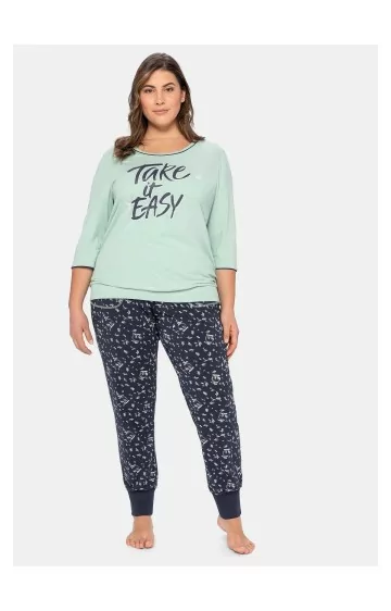 Sheego pidžaama koos kontrastsete värvidega pikkade pükstega