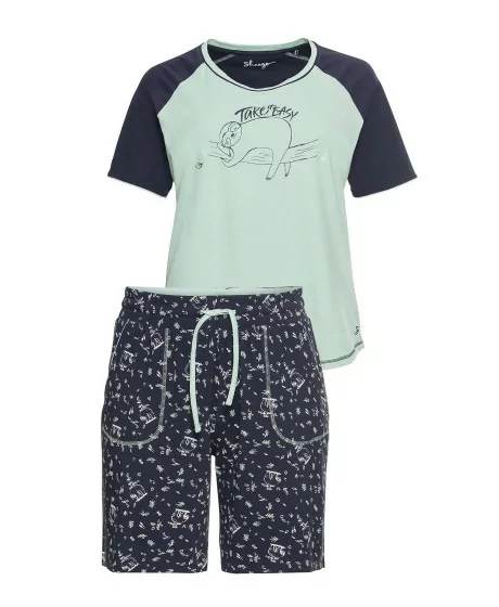 Sheego kontrastsete värvidega lühikeste pükstega pidžaama