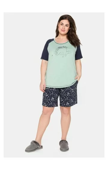 Sheego kontrastsete värvidega lühikeste pükstega pidžaama