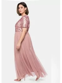 Sheego lühikeste varrukatega õhtukleit