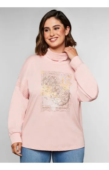 Sheego kõrge kraega trikookangast pluus