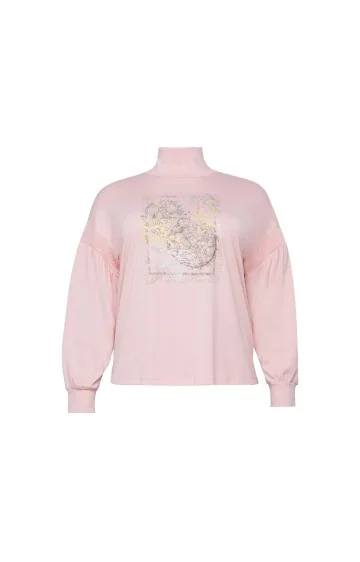 Sheego kõrge kraega trikookangast pluus