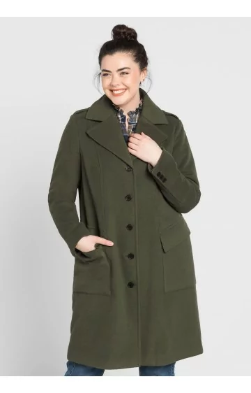 Klassikaline Sheego mantel V-kaeluse ja voldikutega