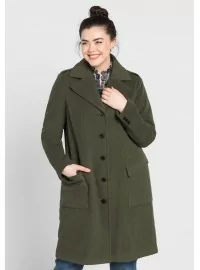 Klassikaline Sheego mantel V-kaeluse ja voldikutega