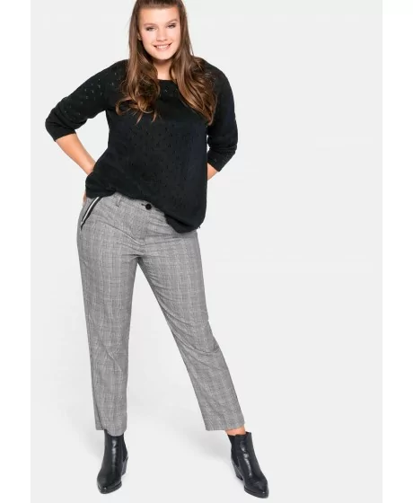 Must-valged Sheego püksid must-valge ruudulise lõngaga