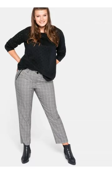 Must-valged Sheego püksid must-valge ruudulise lõngaga