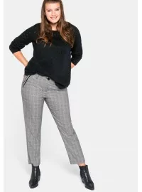 Must-valged Sheego püksid must-valge ruudulise lõngaga