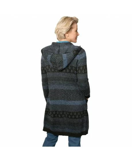 MONA jacquard-kootud kampsun kapuutsi ja taskutega