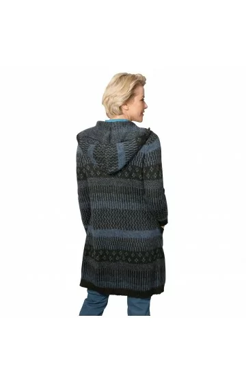 MONA jacquard-kootud kampsun kapuutsi ja taskutega