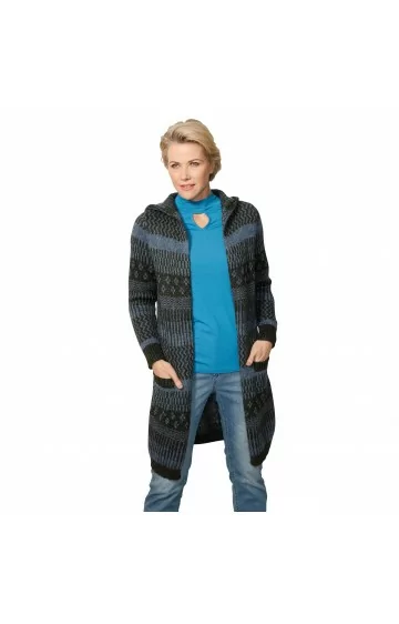 MONA jacquard-kootud kampsun kapuutsi ja taskutega