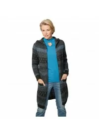 MONA jacquard-kootud kampsun kapuutsi ja taskutega