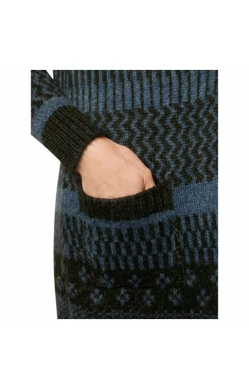 MONA jacquard-kootud kampsun kapuutsi ja taskutega