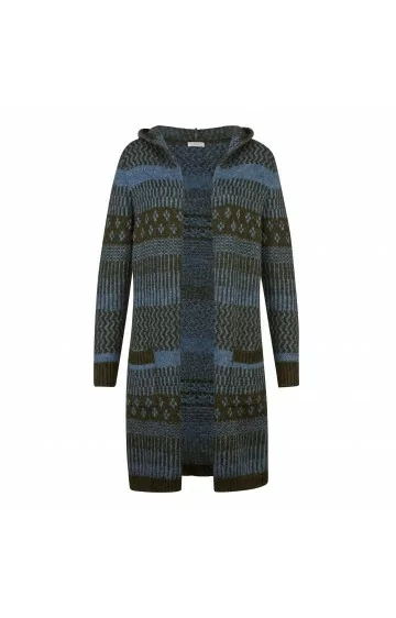 MONA jacquard-kootud kampsun kapuutsi ja taskutega