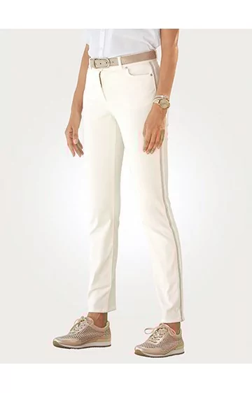 MONA 5-taskulised püksid, millel on küljel dekoratiivne triip