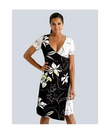 Alba Moda trikotarinė suknelė su asimetriniu elementu