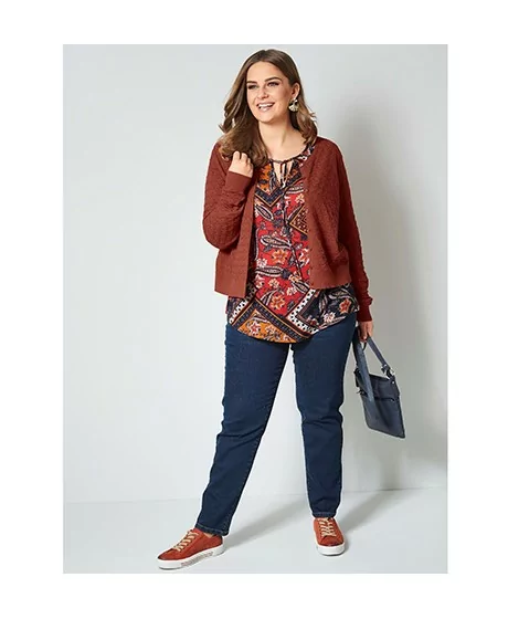 Janet & Joyce'i lühike ümmarguse kaelusega kampsun